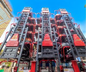 Rotary parking system in Chennai providing 108 car spaces for retail developments